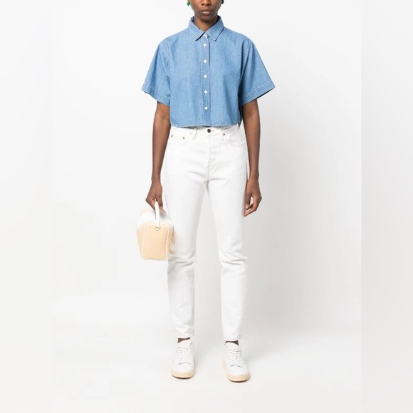 Frame Cotton Linen Cropped Shirt - Picture 1 of 15